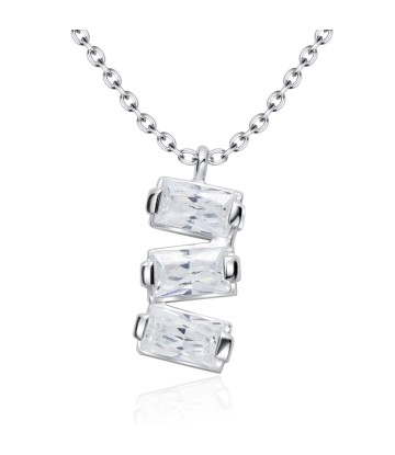 Three Crystal Shaped Silver Necklace SPE-5246